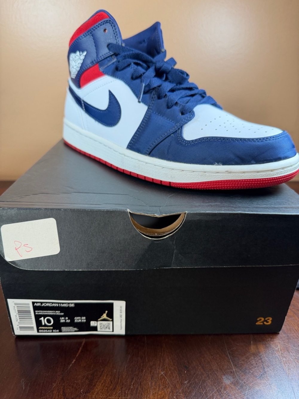 Jordan Air 1 Mid in Navy, White & Red